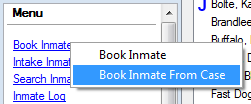 Jail Management Software Booking Menu