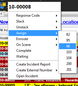 ledsCAD Computer-Aided Dispatch - Assigning a Unit Using Click Menus