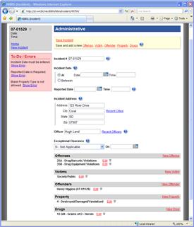 NIBRS Administrative Screen